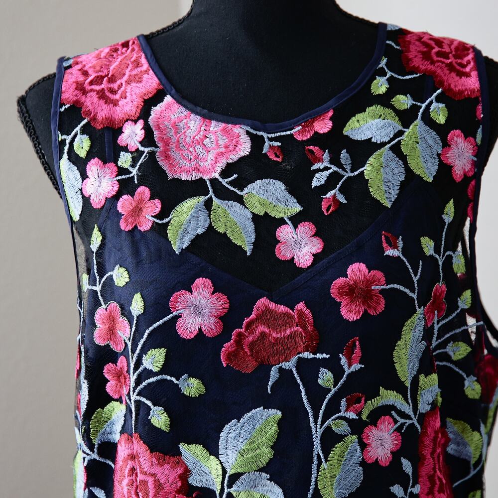 SAM EDELMAN Botanical Embroidered Sleeveless sheath Dress size 14 L NWT - Picture 5 of 11